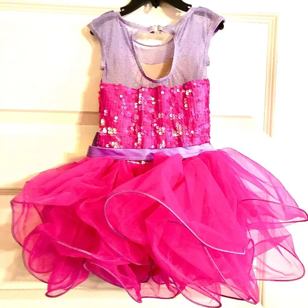 New WEISSMAN Showtime Dance/Costume One Pc Tutu Dress Hot Pink\Lavender S